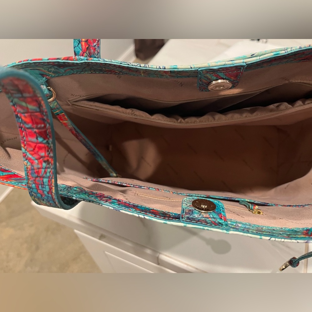 🧡💚 Authentic Brahmin Brooke Dream Ombré Melbourne Tote w/Pouch 💚🧡 - Picture 5 of 13